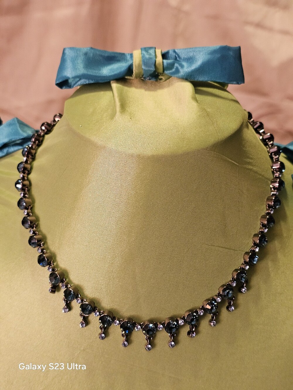 Chocker Necklace  Dark Blue Rhinestones